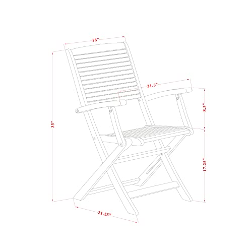 East West Furniture SEHD3CANA Selma 3 Piece Patio Bistro Set Contains a Square Outdoor Acacia Wood Coffee Table and 2 Folding Arm Chairs, 26x26 Inch, Natural Oil East West Furniture