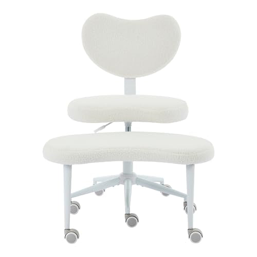 Ergonomic Cross Legged Chair with Wheels,360° Swivel Meditation Chair,ADHD Chair, Criss Cross Desk Chair with Lumbar Support and Adjustable Stool, Flexible Design for Fidgety Sitters, Ivory leader cattle