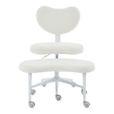 Ergonomic Cross Legged Chair with Wheels,360° Swivel Meditation Chair,ADHD Chair, Criss Cross Desk Chair with Lumbar Support and Adjustable Stool, Flexible Design for Fidgety Sitters, Ivory leader cattle