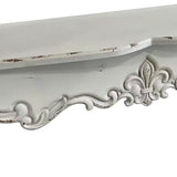 Distressed White Wood Console Table with Carved Details and Cabriole Legs, French Country Entryway Table with Curved Top, Farmhouse Sofa Table for Living Room, Hallway, Foyer - 44" L x 16.5" W x 30" H Royard Oaktree