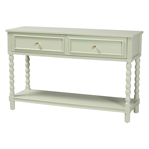 Bali & pari Karnia Console Table with Spindle Legs - 2-Drawer Accent Table with Turned Detailing and Open Shelf Storage for Living Room, Hallway, or Bedroom bali & pari