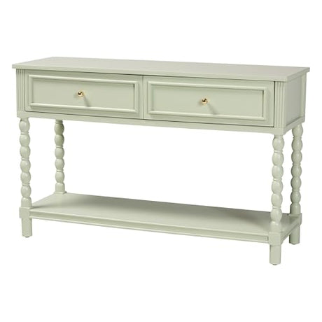 Bali & pari Karnia Console Table with Spindle Legs - 2-Drawer Accent Table with Turned Detailing and Open Shelf Storage for Living Room, Hallway, or Bedroom bali & pari