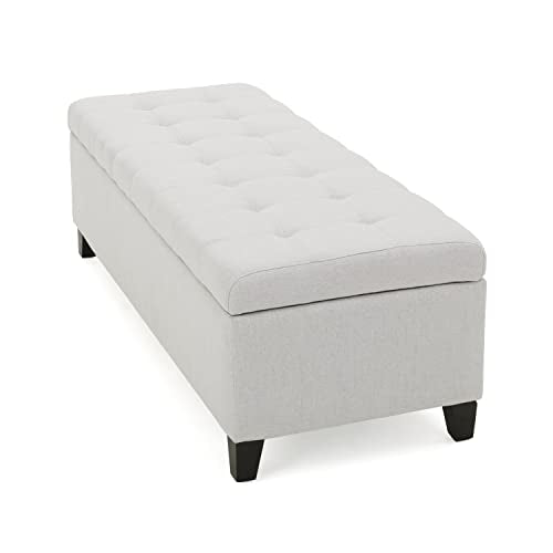 Christopher Knight Home Mission Fabric Storage Ottoman, Light Grey - WoodArtSupply