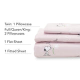 Berkshire Blanket Peanuts® Kids Sheet Set King Size - 4 Pieces,Cute Character Snoopy Printed Soft Microfiber Bed Sheets,Peanuts Make A Wish Spring Pink Berkshire Blanket