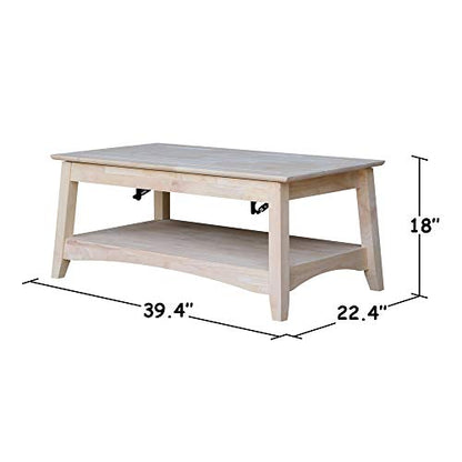 International Concepts Bombay Tall Coffee Table, Unfinished - WoodArtSupply