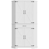 IRONCK 72" Corner Cabinet, Kitchen Pantry Storage Cabinet with Drawer, Spacious Farmhouse Pantry with 3 Adjustable Shelves, 2 Doors Storage, for Kitchen, White IRONCK