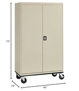 Sandusky Lee TAWR462472-07 Transport Series Mobile Wardrobe Storage Cabinet with Wheels and Adjustable Shelf, 24" Depth x 46" Width x 73" Height, Putty Sandusky
