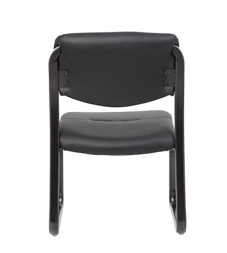 Boss Office Products B9539 Leather Sled Base Side Chair in Black, 250 Boss Office Products