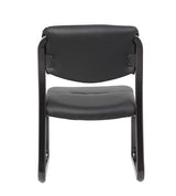 Boss Office Products B9539 Leather Sled Base Side Chair in Black, 250 Boss Office Products