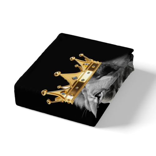Lion Wild Animal Duvet Cover Set King Size,King and Queen Theme Golden Crown Comforter Cover with 2 Pillowcases,Tropical African Rustic Bedding Set for Adult Young Bedroom Xmas Gift (No Comforter) Castle Fairy