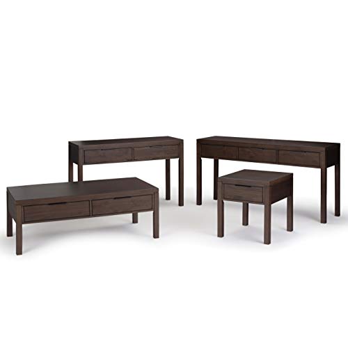 SIMPLIHOME Hollander Console Table - 60 Inch Wide Solid Wood Sofa Table in Warm Walnut Brown, Contemporary Storage Table for Entryway or Living Room with 3 Drawers and Sleek Metal Hardware SIMPLIHOME