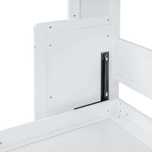 YOPTO Full Size Murphy Bed Cabinet with Closet and Drawers,Hidden Folding Wall Bed Frame,Wood Platform Bed Chest,Space-Saving,Easy Assembly,for Bedroom,Guest Room,Home,Office,White YOPTO