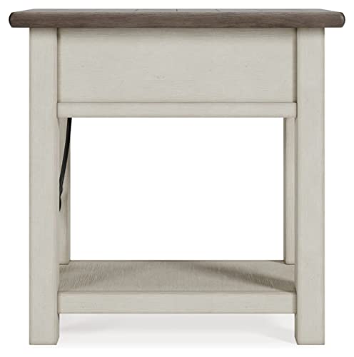 Signature Design by Ashley Bolanburg Farmhouse Chair Side End Table, Light Brown & Whitewash Signature Design by Ashley