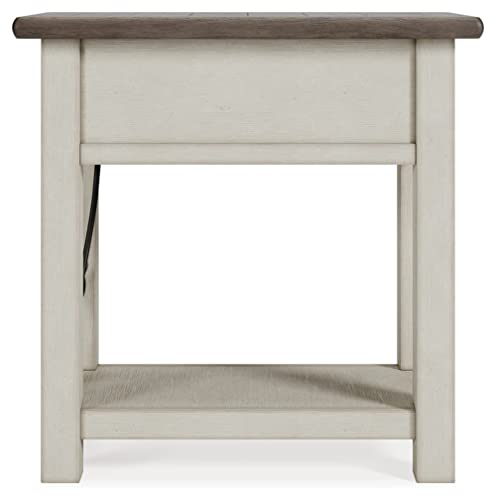 Signature Design by Ashley Bolanburg Farmhouse Chair Side End Table, Light Brown & Whitewash - WoodArtSupply