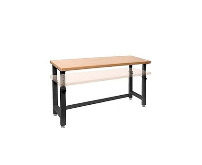 Heavy Duty Height Adjustable Workbench Table with Solid Wood Top, 1000 to 2000 lbs. Weight Capacity Workstation for Garage, Warehouse, Workshop, (28.5" to 42") Height (Graphite, 72" W x 25" D - WoodArtSupply