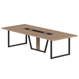 LITTLE TREE 8FT Conference Table for 10 People, Large Meeting Table, Modern Wooden Conference Room Table with Cable Management, Business Training Table with Strong Metal Legs for Office, Maple Color LITTLE TREE