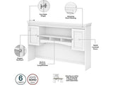 Bush Furniture Fairview L Shaped Desk with Hutch, Drawers and Storage Cabinet Corner Computer Table for Home Office with Pewter Accents, 60W, Shiplap Gray/Pure White Bush Business Furniture