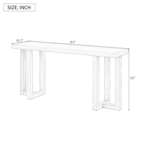 Merax Modern Geometric Design Wood Console Table for Hallways Entryway, Narrow Sofa End-Table for Living Room, Easy Assemble,Gray+ White Merax
