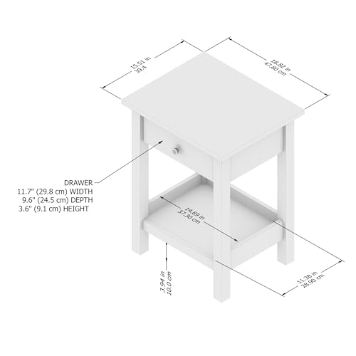 Bush Furniture Mayfield Nightstand | Storage for Living Room, Bedroom, or Home Office, Shiplap Gray/Pure White - WoodArtSupply