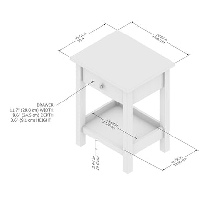 Bush Furniture Mayfield Nightstand | Storage for Living Room, Bedroom, or Home Office, Shiplap Gray/Pure White - WoodArtSupply