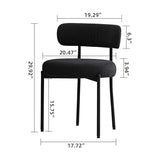 DYHOME Black Boucle Dining Chairs Set of 4, Modern Upholstered Dining Chairs with 4" Thick Cushion and Sturdy Metal Legs for Dining Room, Kitchen DYHOME