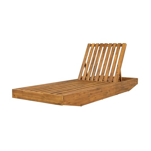 Christopher Knight Home Maril Acacia Wood Chaise Lounge Chair Outdoor, Adjustable Backrest Sun Lounger Recliner, Wooden Patio Sun Bathing Lounge Chair, Teak