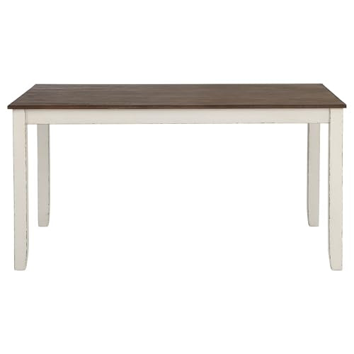 Coaster Home Furnishings - Fortress - Wood - 7-Piece Rectangular Dining Table Set – Farmhouse Style with Double-Cross Back Armless Side Chairs - Dining Room - Vintage White, Chestnut Brown - 190721 Coaster Fine Furniture