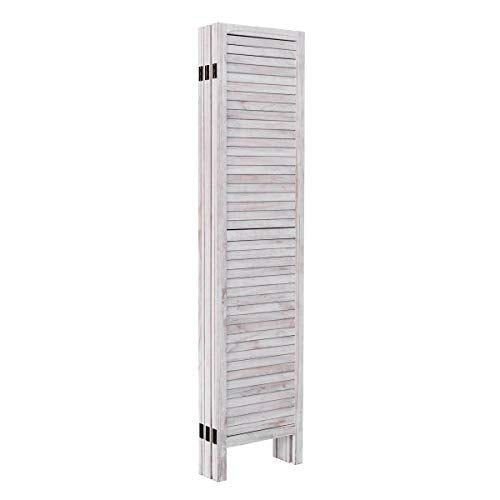 Giantex 6 Panel Wood Room Divider, 5.6 Ft Tall Oriental Folding Freestanding Partition Privacy Room Dividers Screen for Home, Office, Restaurant, Bedroom (White) Giantex