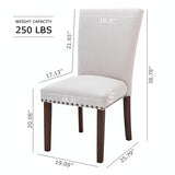 Set of 6 Beige Upholstered Dining Chairs – Farmhouse Kitchen Chairs with High Back, Solid Rubberwood Legs, Padded Foam Seat & Bronze Nailhead Trim, Comfortable Dining Room Chairs for Home COLAMY