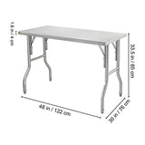 VEVOR 48 x 30 Inch Commercial Prep, Heavy-Duty Folding 661 lbs Load, Work Table, Silver Stainless Steel Kitchen Island VEVOR