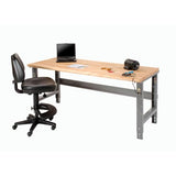 Global Industrial Adjustable Height Workbench C-Channel Leg, 72" W x 30" D, 1-3/4" Maple Top with Safety Edge, 2000 Lbs. Capacity, Gray Frame, Industrial Workbench Global Industrial