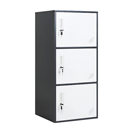 WISUNO 3 Door Vertical Stackable Storage Cabinet with Lock,Anti-Failing Device, Metal Lcoker,Organizer for Office, Home, Gym, School,Employee,Kids. (Grey) WISUNO