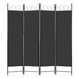 DUMOS 4 Panel Partition Room Divider, 6 Ft Tall Folding Privacy Screen, Freestanding Partition with Steel Frame, Easy Move & Storage, for Home, Office, Bedroom, Black DUMOS