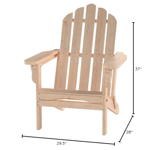 Shine Company Marina Adirondack Chair, Back & Seat Pre-Assembled, Natural Shine Company