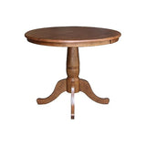 IC International Concepts 36" Round Top Pedestal Table-29.1" Height Dining Table, Distressed Oak IC International Concepts