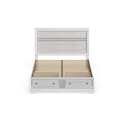 Acme Naima Eastern King Wooden Bed with Storage in White ACME Furniture