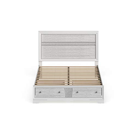 Acme Naima Eastern King Wooden Bed with Storage in White ACME Furniture