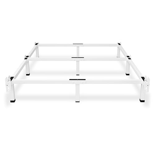 Superay Metal Bed Frame, 9-Leg Bed Base, 8 inches Support for Box Spring, Full, Easy Assembly, White Superay