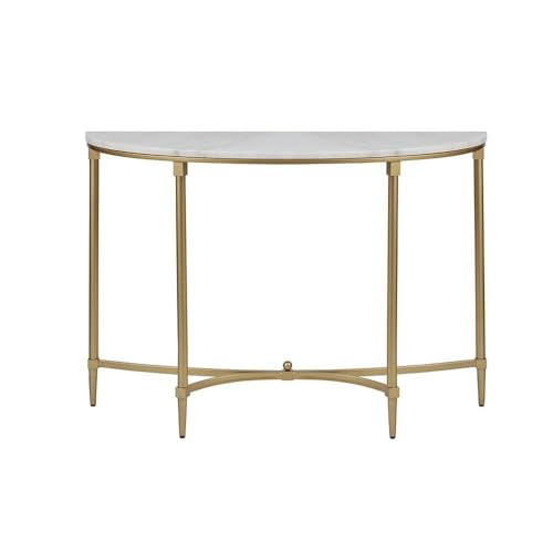 Starlight Canyon Home White Marble Hallway Table, Modern Luxury Console Table for Entryway or Living Room with Gold Metal Legs and White Marble Table Top Starlight Canyon Home
