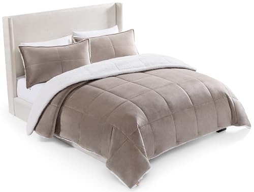 UGG Blissful Comforter Set with 2 Pillow Shams, Warm Winter Bedding, Fluffy Reversible Down Alternative Bedding, King/California King Size Comforter Set, Brown Fawn UGG