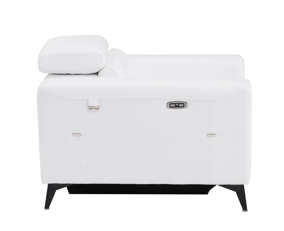 BlackJack Furniture Ferrara Top Grain Italian Leather Power Reclining Sofa Chair with USB Ports to Charge Devices, Adjustable Multi-Position Headrests, Wall Hugger Design, 41.3" W, White Blackjack Furniture