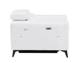 BlackJack Furniture Ferrara Top Grain Italian Leather Power Reclining Sofa Chair with USB Ports to Charge Devices, Adjustable Multi-Position Headrests, Wall Hugger Design, 41.3" W, White Blackjack Furniture