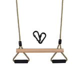 Wooden Trapeze Swing Bar with Gym Rings for Children's Swing Set Indoor Outdoor Garden,Yard,Playground YAERSI