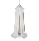 IBIZA VIBE MAMERIA Kids Bed Canopy with Frills Cotton Hanging Tent Curtain Net for Reading Nook Hideaway Bedding Play Room Decor (Beige)