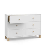 Storkcraft California 6-Drawer Double Dresser (White with Driftwood) - GREENGUARD Gold Certified, Interlocking Drawer System, Dresser Drawer Organizer for Kids Bedroom Storkcraft
