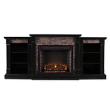 Gallatin Faux Stone Electric Fireplace w/ Bookcases Furniture HotSpot