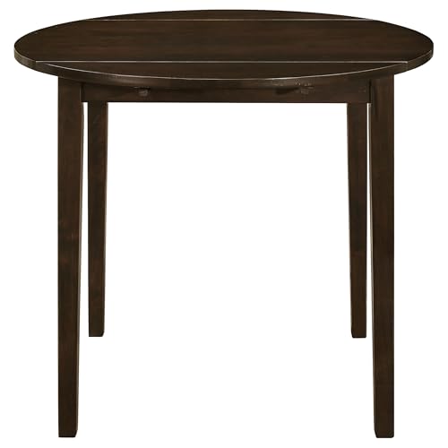 Coaster Home Furnishings 3-Piece Round Wood Dining Room Set Drop Leaf Extension Table Ladder Back Side Chairs Upholstered Seat Cushions Cappuccino and Tan 130005 Coaster Fine Furniture