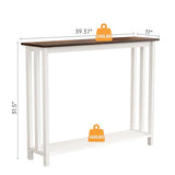 Acovy Farmhouse Solid Wood Console Table, 2 Tier Entryway Table with Storage Shelves, Narrow Sofa Table for Living Room, Hallway, Foyer, Entryway, Rustic White Acovy