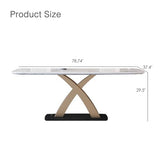 VYNARI 79 Inch Dining Table Set for 8 People, 7 Piece Rectangular Dining Table with Sintered Stone Tabletop and Leather Dining Chairs, Modern Kitchen Table for Living Room Home VYNARI
