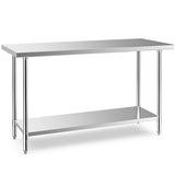 Toolsempire Stainless Steel Table, 60" x 24" Prep Table with Adjustable Under Shelf & 4 Galvanized Table Feet, Steel Table Kitchen Work Table for Toolsempire